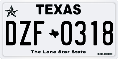 TX license plate DZF0318