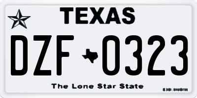 TX license plate DZF0323