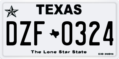 TX license plate DZF0324