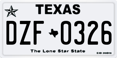 TX license plate DZF0326