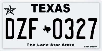 TX license plate DZF0327