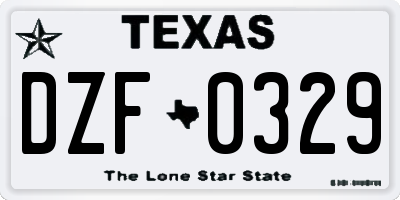 TX license plate DZF0329