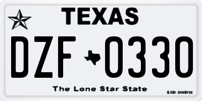 TX license plate DZF0330