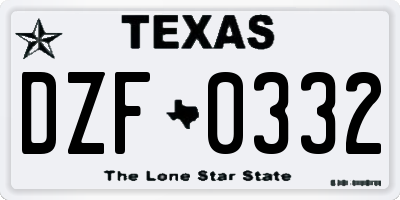 TX license plate DZF0332