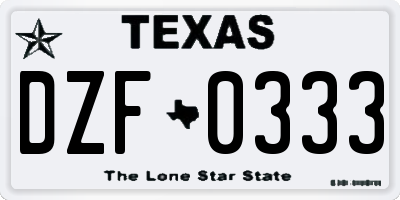 TX license plate DZF0333