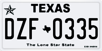 TX license plate DZF0335