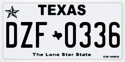 TX license plate DZF0336