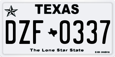 TX license plate DZF0337