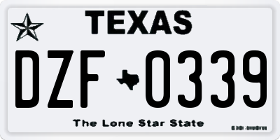 TX license plate DZF0339