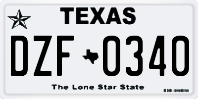 TX license plate DZF0340