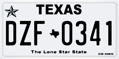 TX license plate DZF0341