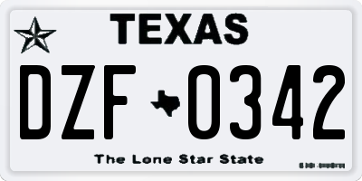 TX license plate DZF0342