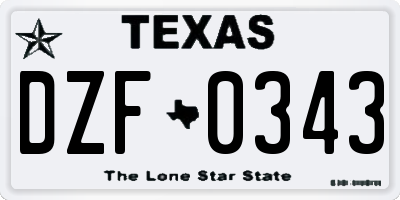 TX license plate DZF0343