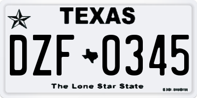TX license plate DZF0345