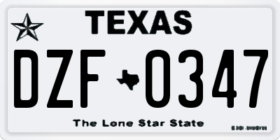 TX license plate DZF0347