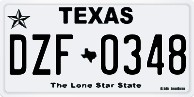 TX license plate DZF0348