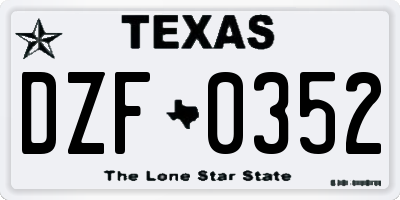 TX license plate DZF0352