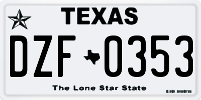 TX license plate DZF0353