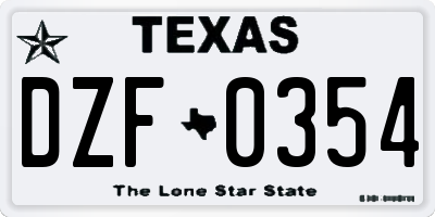 TX license plate DZF0354