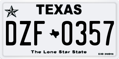 TX license plate DZF0357