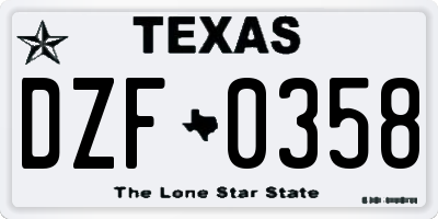 TX license plate DZF0358