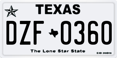 TX license plate DZF0360
