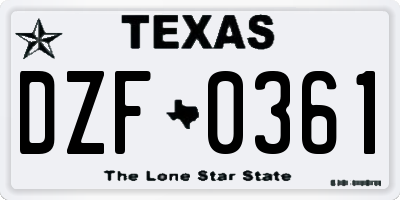 TX license plate DZF0361