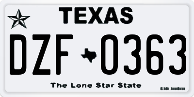 TX license plate DZF0363