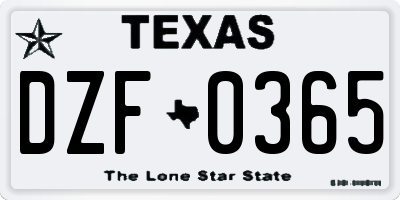 TX license plate DZF0365