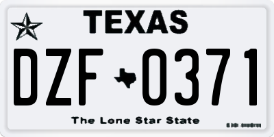 TX license plate DZF0371