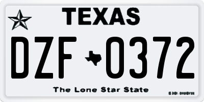 TX license plate DZF0372