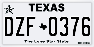 TX license plate DZF0376
