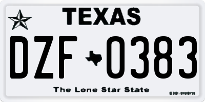 TX license plate DZF0383