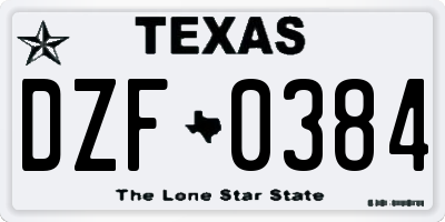 TX license plate DZF0384