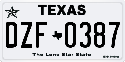 TX license plate DZF0387