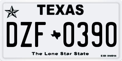 TX license plate DZF0390