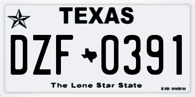 TX license plate DZF0391