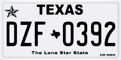 TX license plate DZF0392