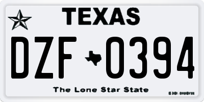 TX license plate DZF0394