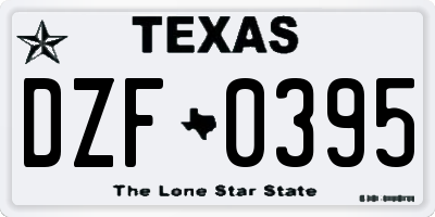 TX license plate DZF0395