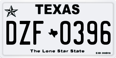 TX license plate DZF0396