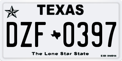 TX license plate DZF0397