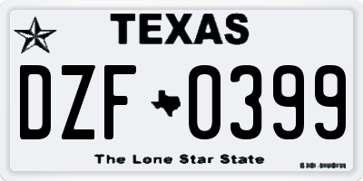 TX license plate DZF0399