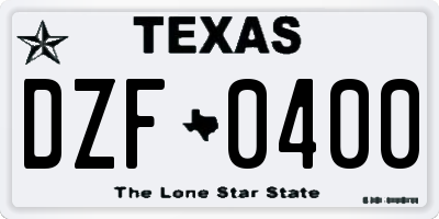 TX license plate DZF0400