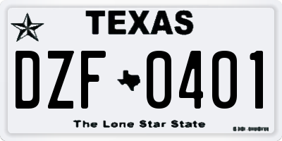 TX license plate DZF0401