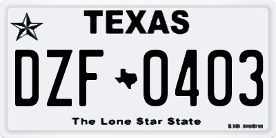 TX license plate DZF0403