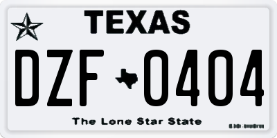 TX license plate DZF0404