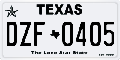 TX license plate DZF0405
