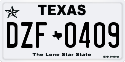 TX license plate DZF0409