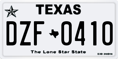 TX license plate DZF0410